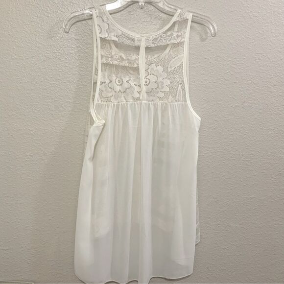 STYLE RACK TUNIC TOP WOMEN SMALL WHITE SHEER LACE HIGH LOW POPOVER. - Picture 2 of 9